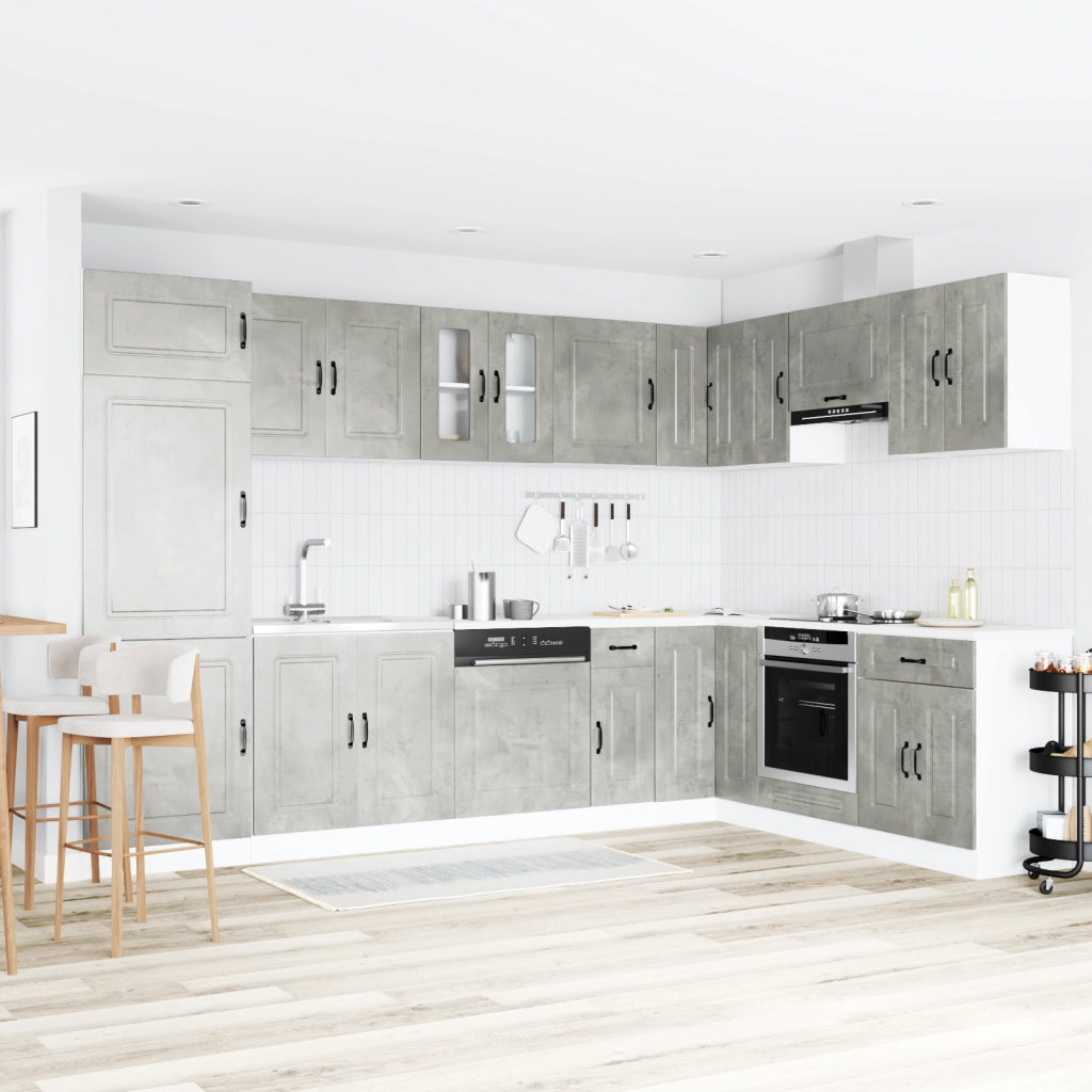 Armadio da cucina  "Kalmar" con doppi lavabi Grigio cemento Legno ingegnerizzato