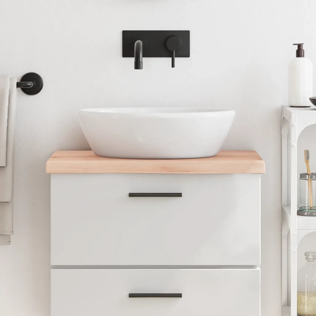 Piano Bagno 60x30x(2-4) cm in Legno Massello Non Trattato 3156006