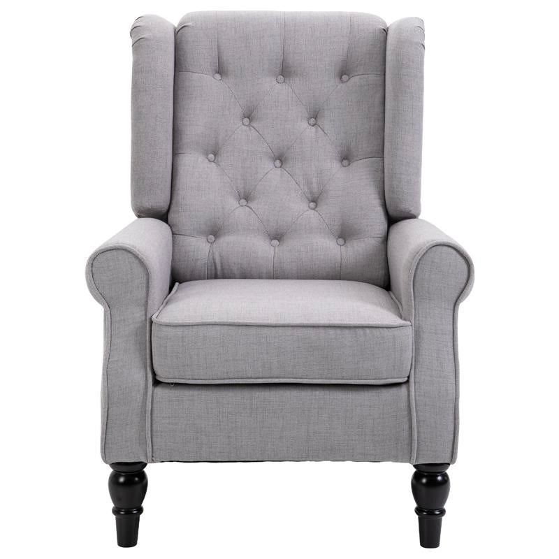 POLTRONA CHESTERFIELD IN TESSUTO SFODERABILE CON AMPIA SEDUTA GRIGIO