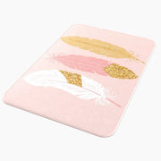 Trade Shop - Tappeto Tappetino Antiscivolo Per Bagno Arredo Accessorio Rosa Con Piume 69791 -