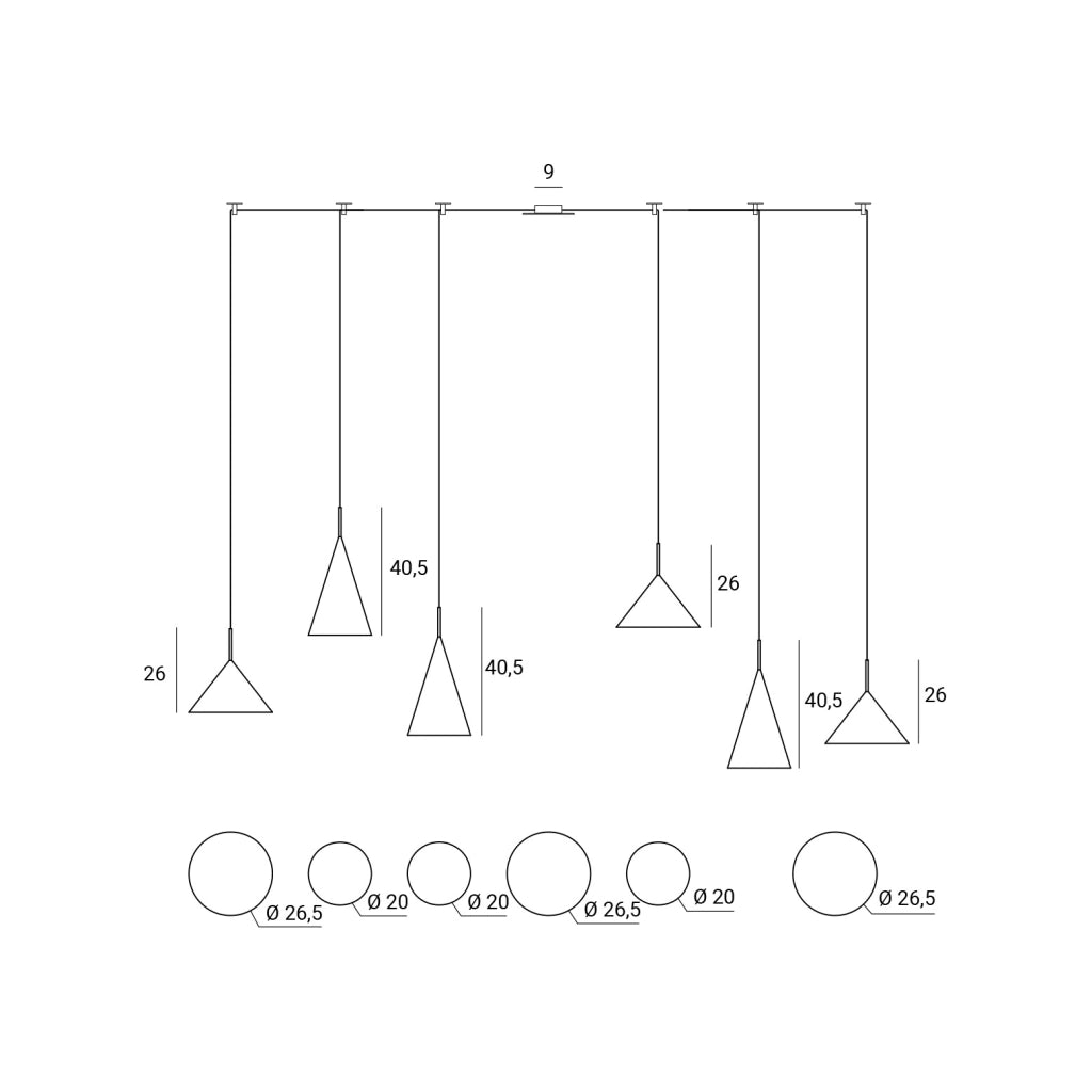 SAMOI KIT LAMPADARIO A SOSPENSIONE 6 LUCI COLORE ESTERNO NERO FINITURE BIANCO ORO ATTACCO E27