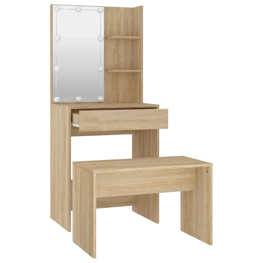 Set tavolo da trucco con LED in MDF rovere Sonoma 02_0006242