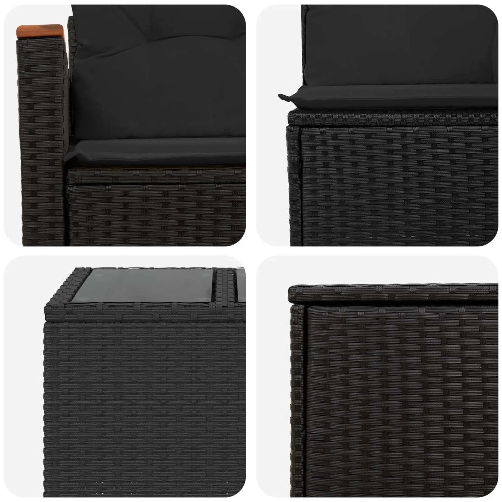 Set di divani 6 pz Nero Rattan sintetico e Acciaio 3447607
