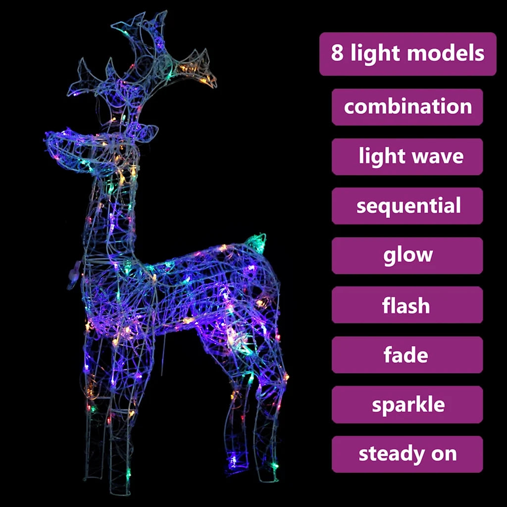 Renne e Slitta Decorazione Natale 90 LED 60x16x100 cm Acrilico 329780