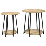Set tavolini con lo scaffale 2 pz | Tavolo laterale Rovere Sonoma e Nero