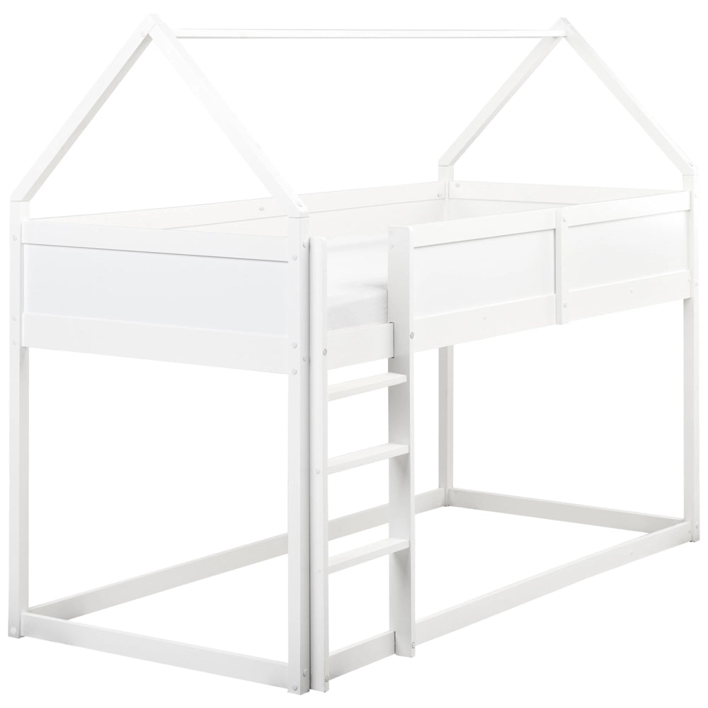 Letto a mezza altezza con rete a doghe 90 x 200 cm Struttura per bambini in legno di pino bianco