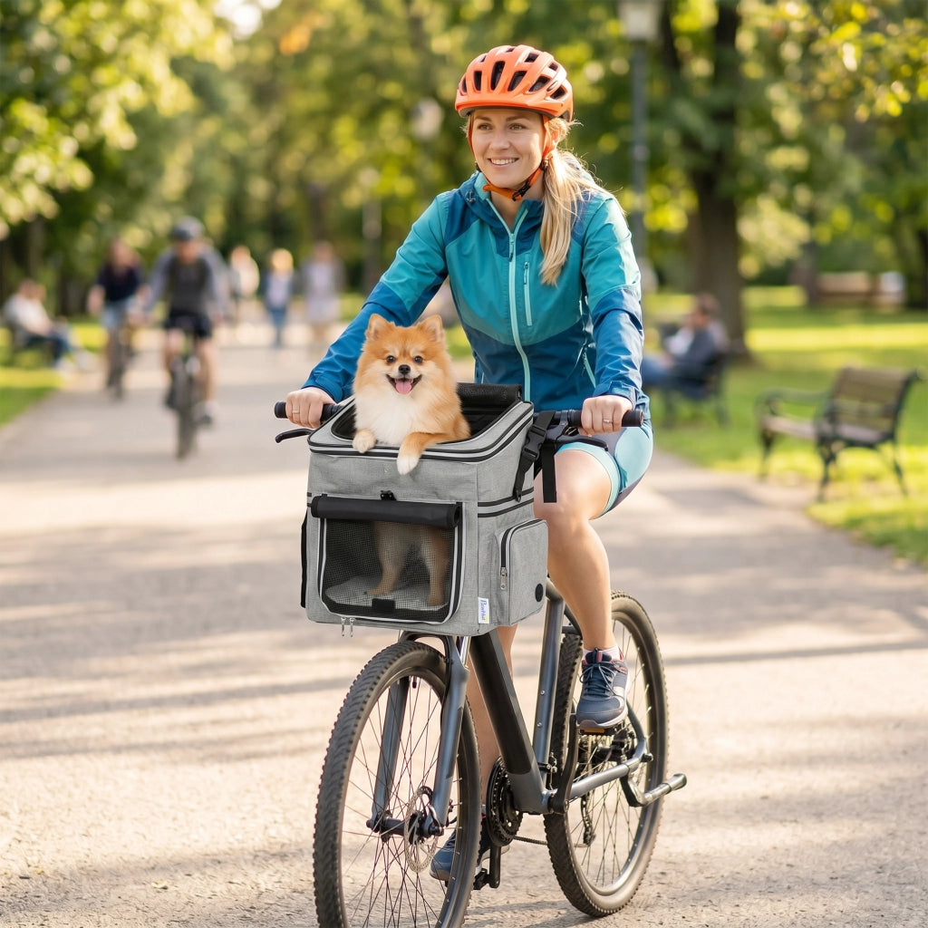 Trasportino per Cani e Gatti da Bicicletta ¨C zephmum ¨C 33x26x35 cm, Grigio