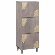 Credenza-Buffet-Armadio da cucina Grigio e Oro 40 x 33 x 110 cm Legno di mango massello
