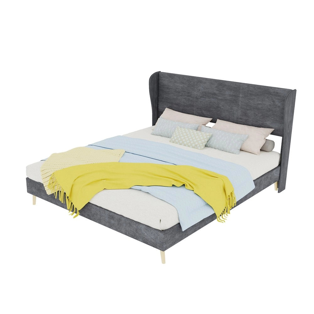 Letto Imbottito con Testiera Morbida ¨C MINIMAL ¨C Grigio, 160x200, con Materasso