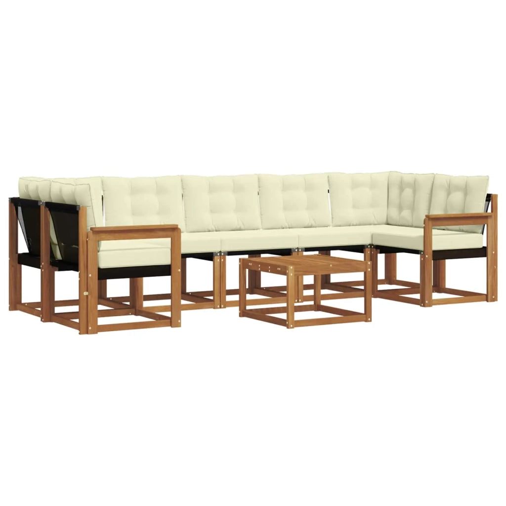 Set di divani da esterno con cuscino 8 pcs Naturale e Crema