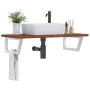 vidaXL Ripiano a Parete per Lavabo in Acciaio e Massello di Rovere