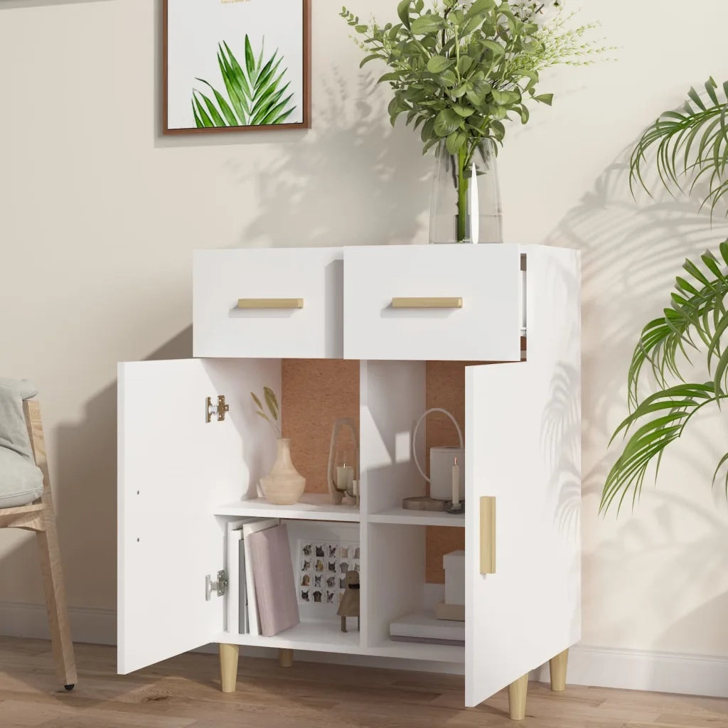 Credenza-Buffet-Armadio da cucina Bianca 69,5x34x89 cm in Legno Multistrato