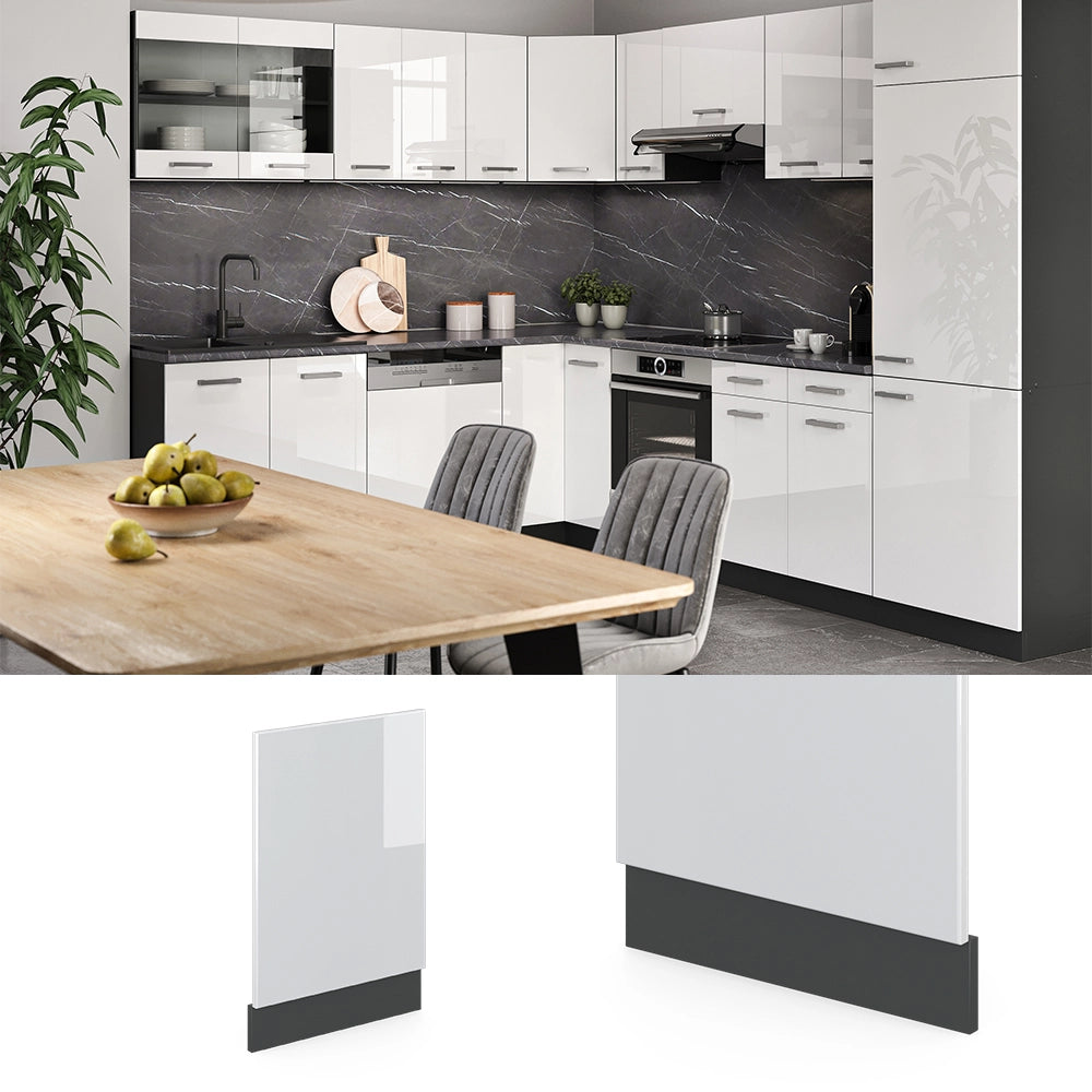 Pannello frontale R-Line Bianco lucido/Antracite 45 cm, PL Marmo Vicco