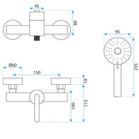 Rubinetto Doccia Rea Ontario Gun Grey