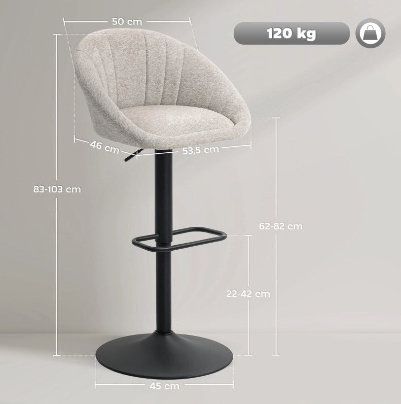 Set di 2 sgabelli da bar girevoli con braccioli e schienale per cucina, regolabili in altezza 62-82 cm