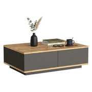 Babila, Tavolino da Salotto 2 Vani, 90x60x29h cm Marrone Rovere Nodi