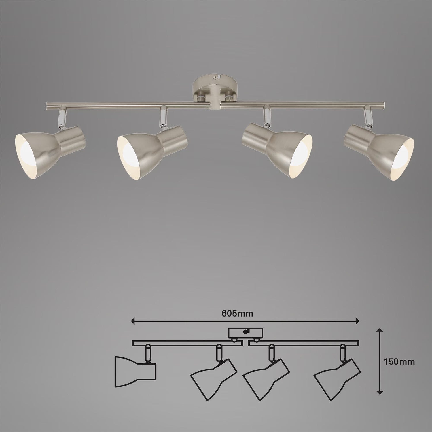 Spot Moderno Cup Metallo Nickel Satinato 4 Luci E14