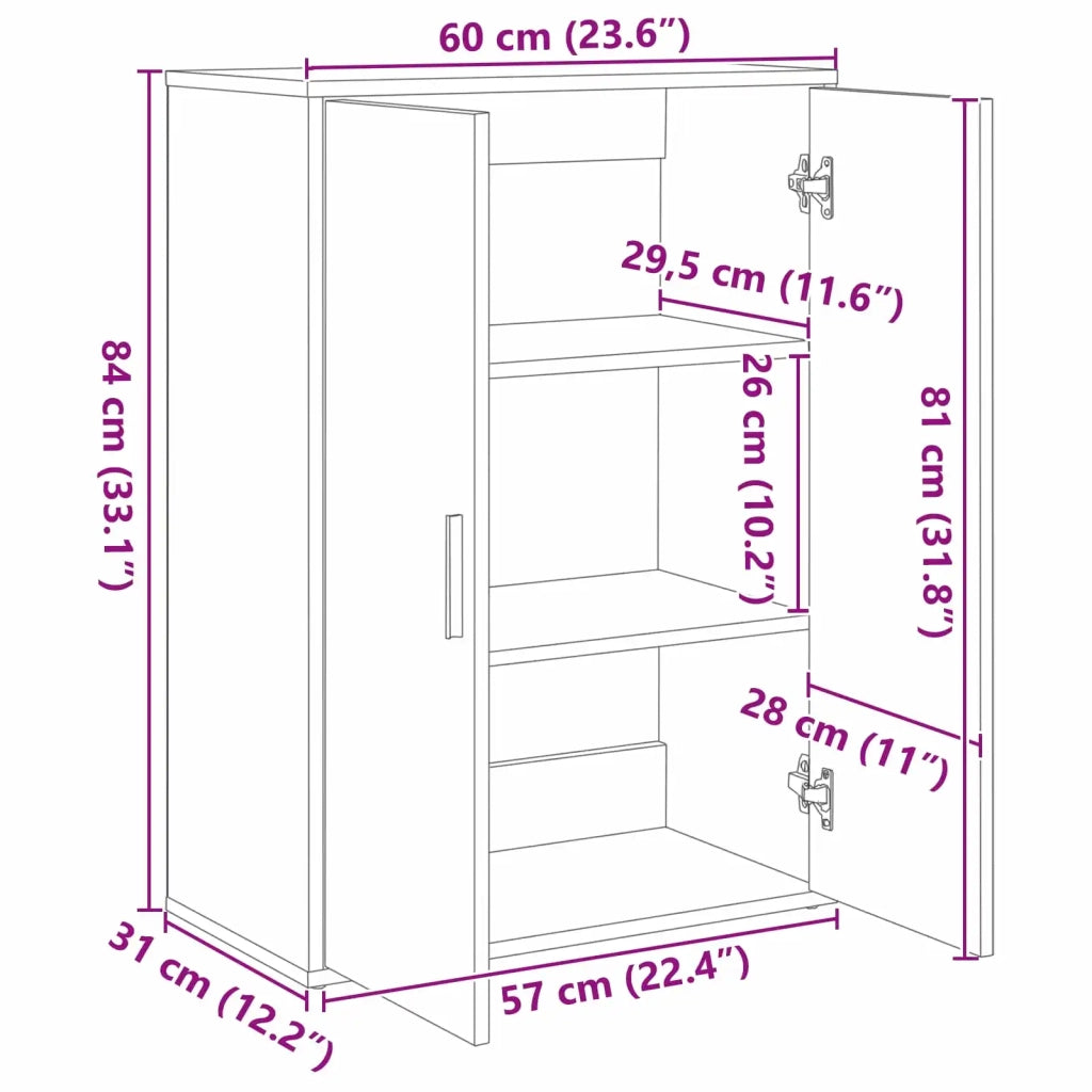 Credenza | Madia | Buffet da pranzo | Armadio da pranzo Rovere Nero 60 x 31 x 84 cm Legno multistrato