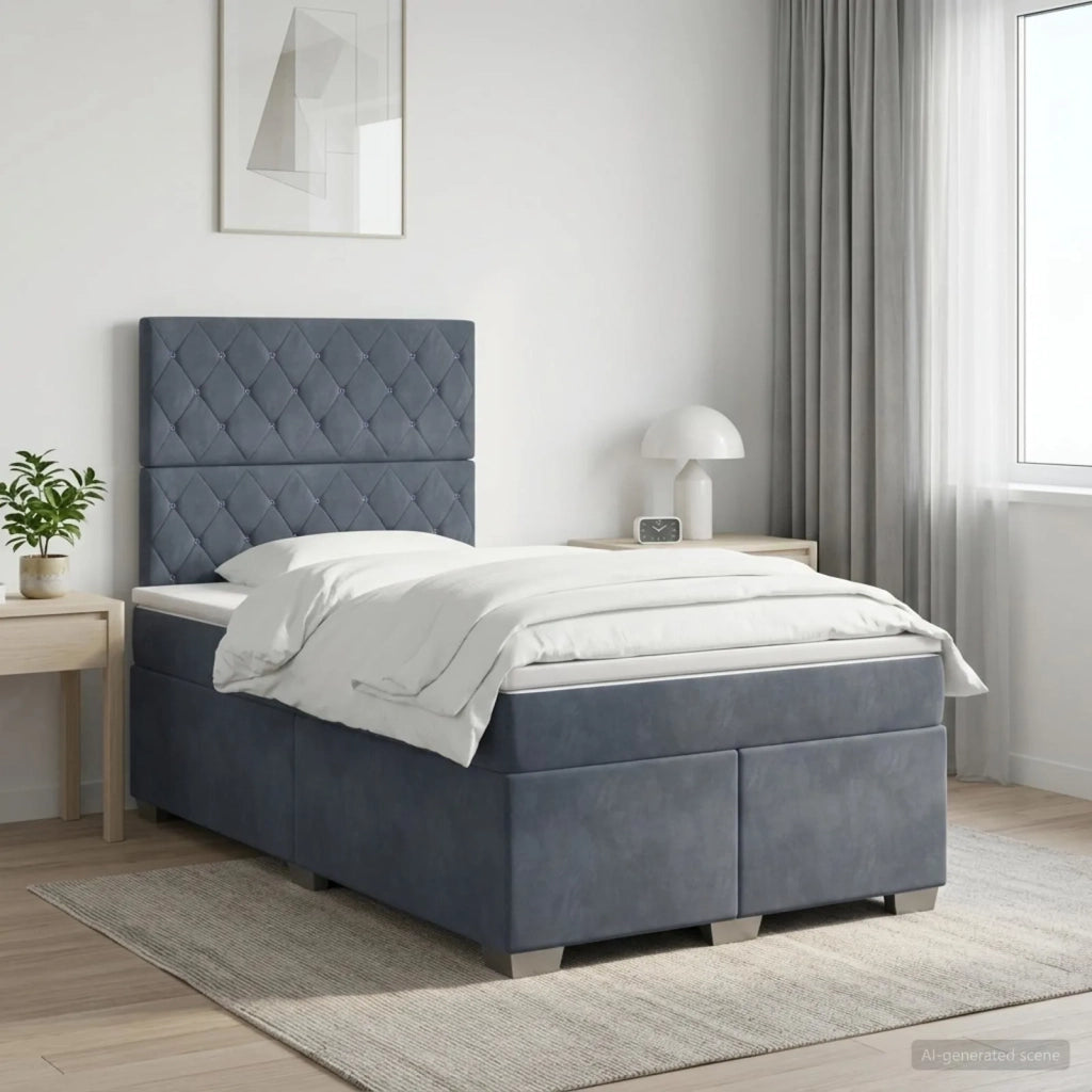 Letto box spring con materasso Grigio Scuro 120 x 200 cm 3453615