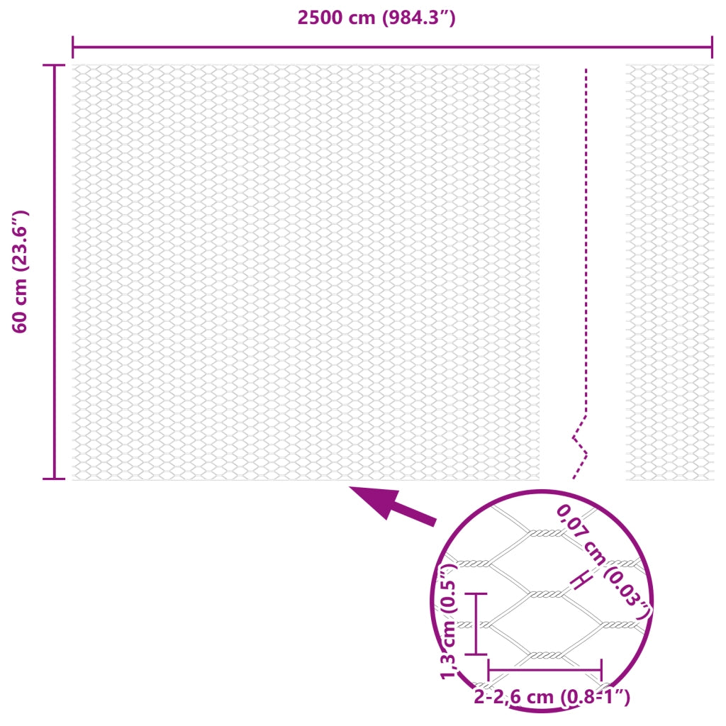 Recinto Esagonale Grigio 0,6x25 m Acciaio
