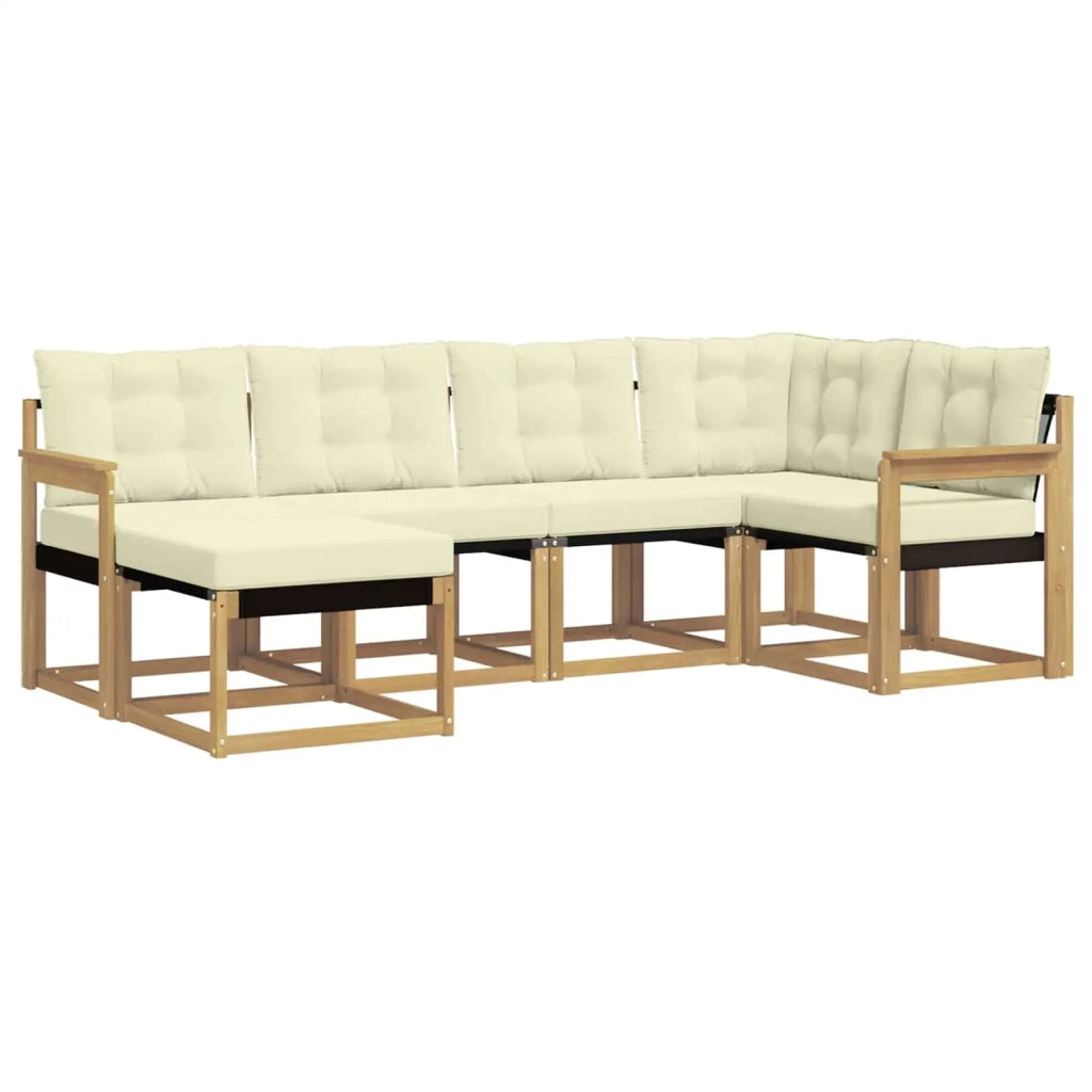 Set di divani da esterno con cuscino 6 pcs Bianco e Crema