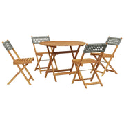 Set Pranzo da Giardino 5pz | Set Salotto da Giardino Grigio Polyrattan e Legno Massello