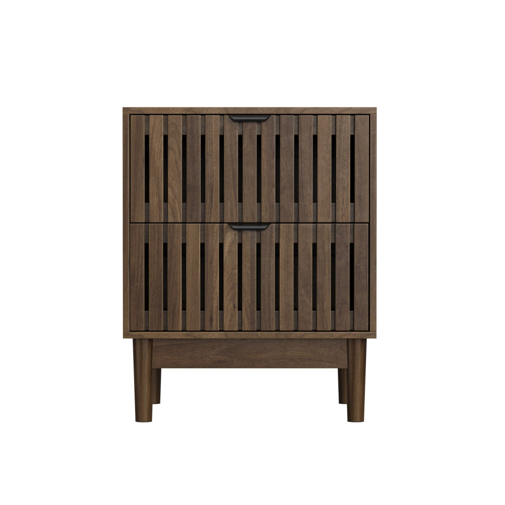 Comodino Mid-Century Modern ¨C MINIMAL ¨C Legno con 2 Cassetti, 45x39x56,5 cm