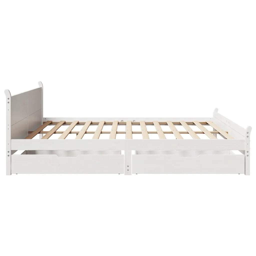 Giroletto senza Materasso Bianco 200x200 cm Legno Massello Pino