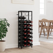 Portavini da 27 Bottiglie Nero 34x18x100cm in Ferro Battuto 358365