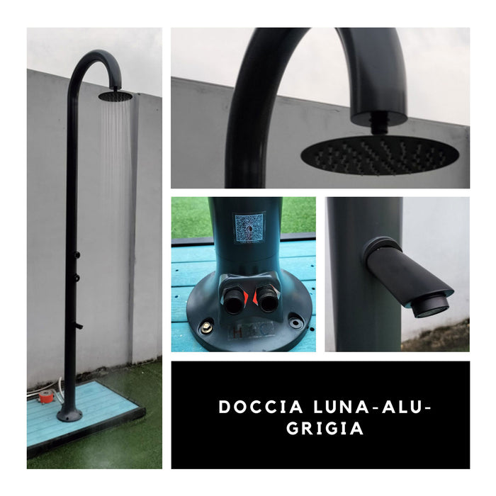 Doccia da Giardino in Alluminio con Soffione e Lavapiedi Sined Luna Alu Grigio