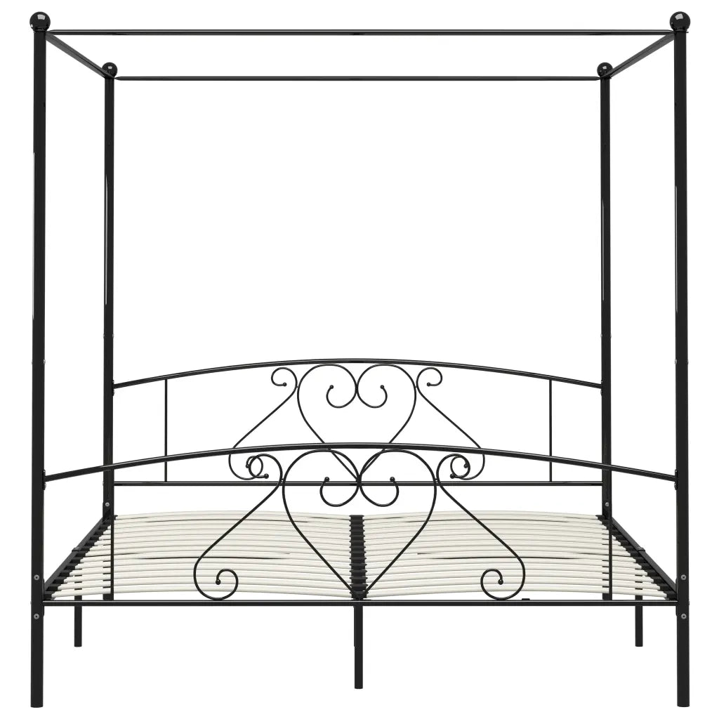 Giroletto Baldacchino senza Materasso Nero 200x200 cm Metallo