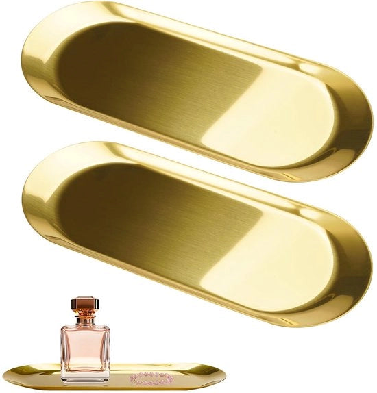 Piatto di Servizio in Acciaio Inossidabile - 2 Pezzi - Dimensioni 23x9 cm - Piatto Decorativo Multifunzionale - Facile da Pulire