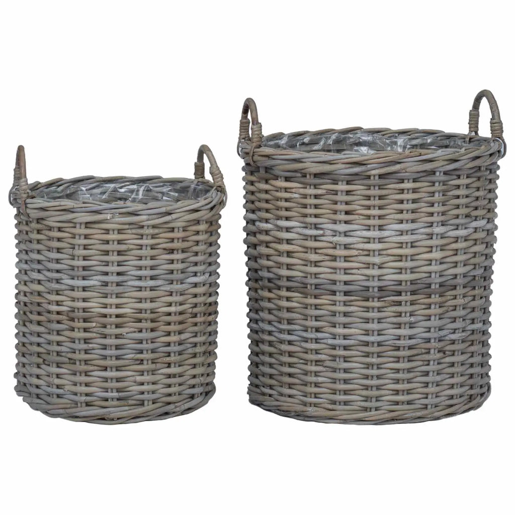 Cestino per piante con archiviazione 2 pcs Grigio Rattan Lacak