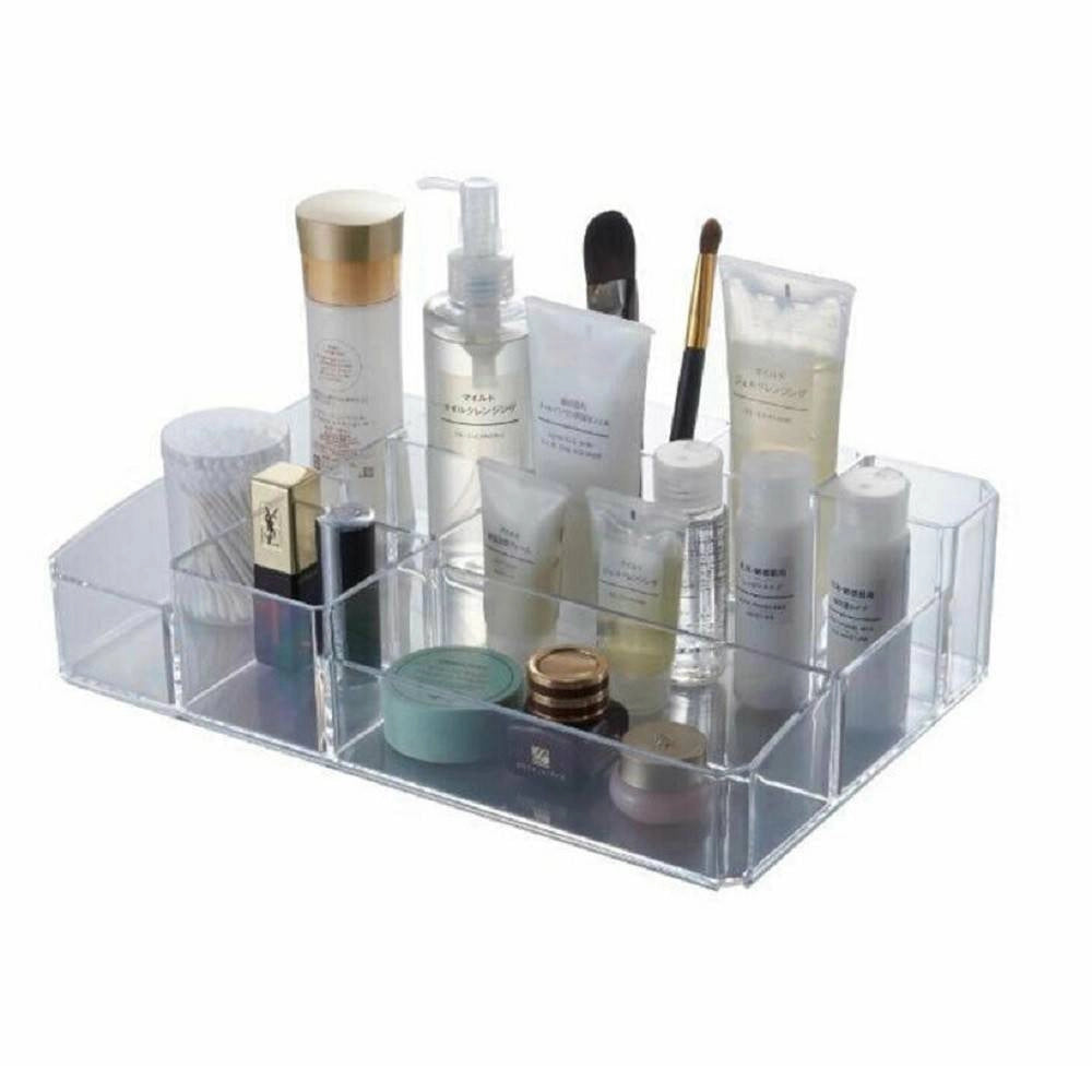 Trade Shop - Organizer Portatrucchi Cosmetici 10 Scomparti In Abs Trasparente 34x22x9cm 59065 -