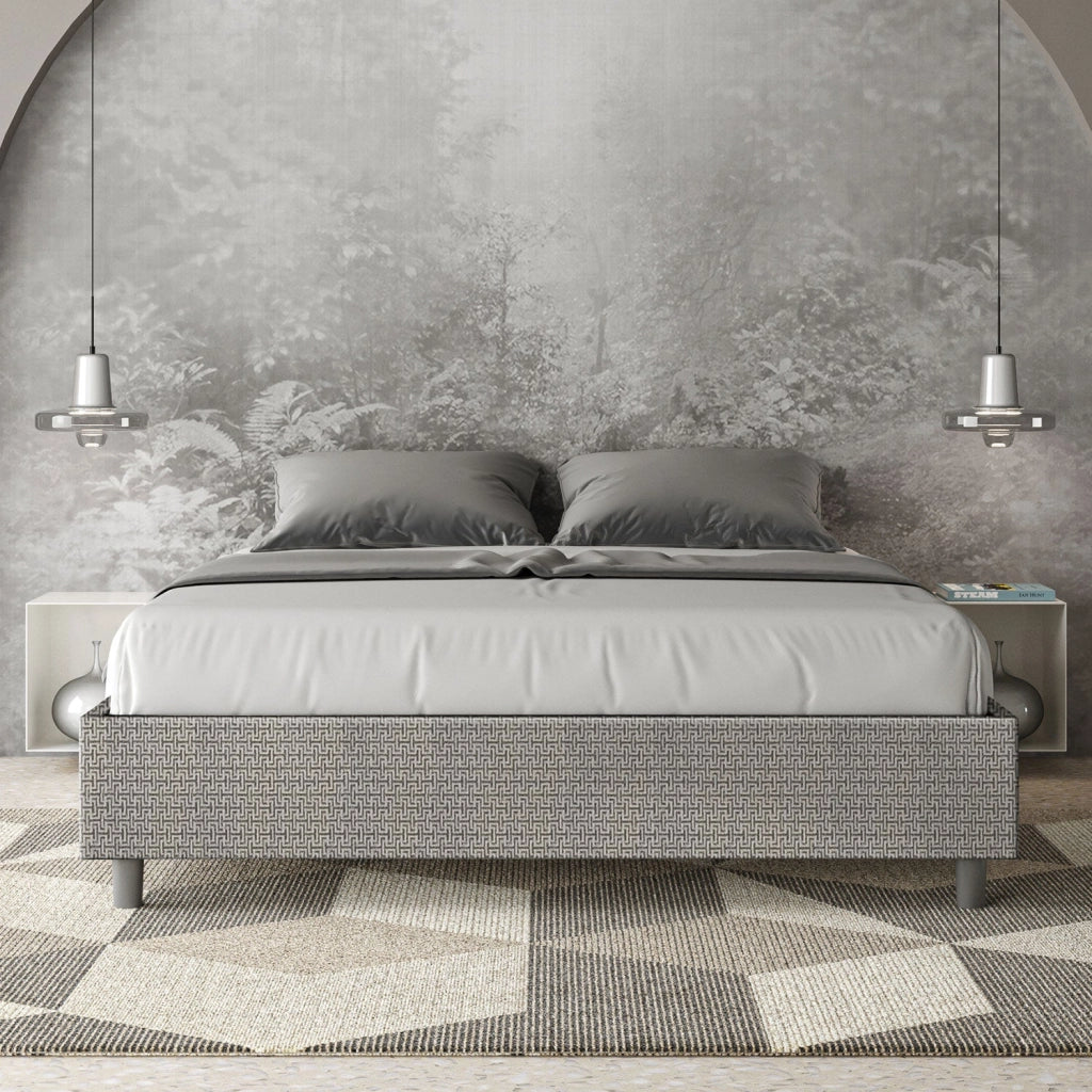 Letto Matrimoniale Sommier 160x210 cm con Rete e Contenitore Azelia Labirinto 02 Grigio