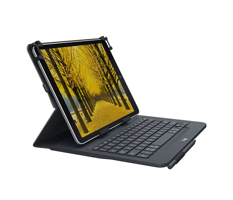 Logitech universal folio cover ipad o tablet con tastiera bluetooth wireless, per la maggior parte dei tablet da 9-10", ios, ‎android, windows, ‎italiano qwerty, nero - 920-008335