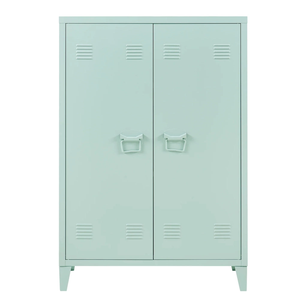 Armadietto da ufficio in metallo con 2 ante 110 x 75 x 33 cm verde pastello 03_0009181