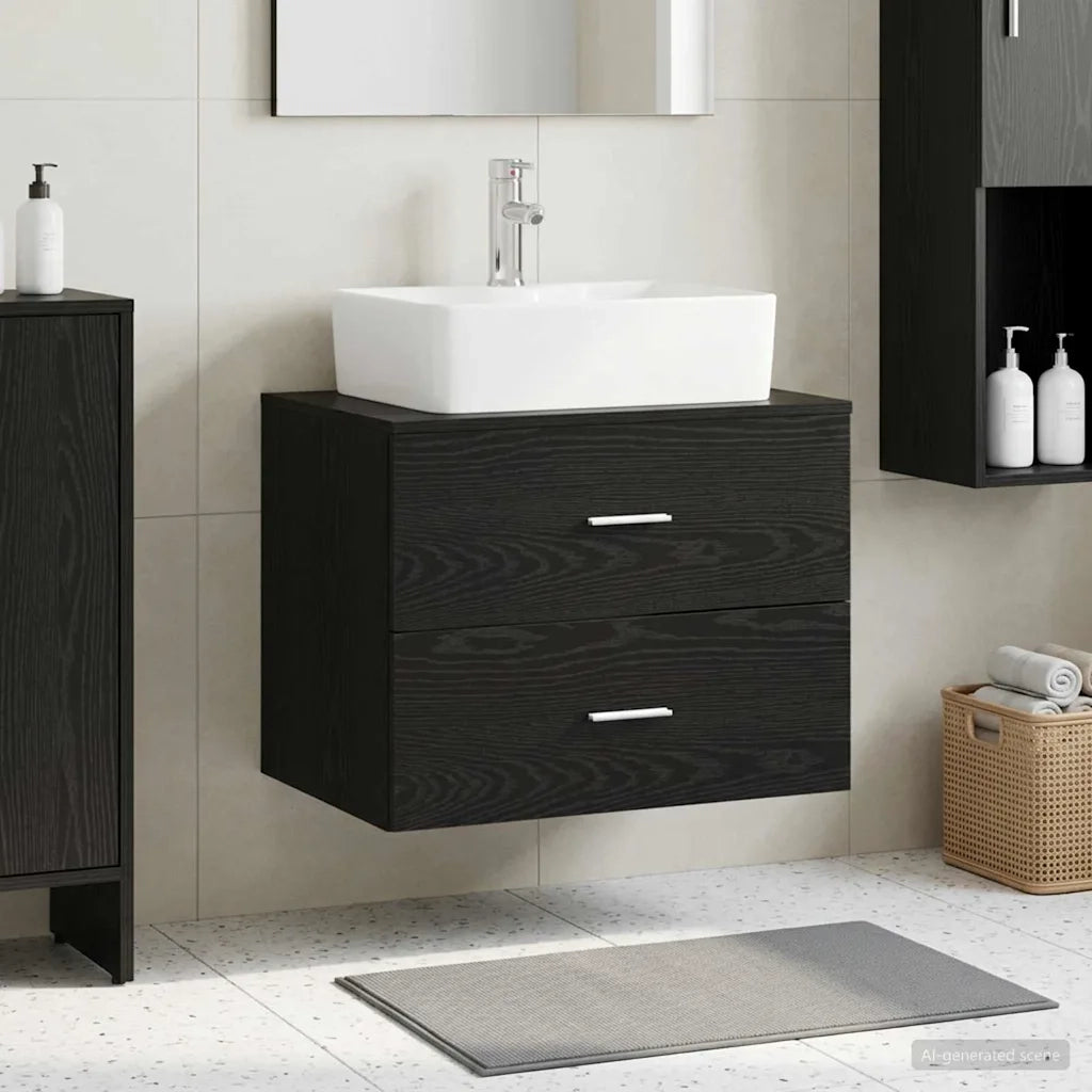 Mobile da Bagno da Muro Rovere Nero 62,5 x 44,5 x 50 cm