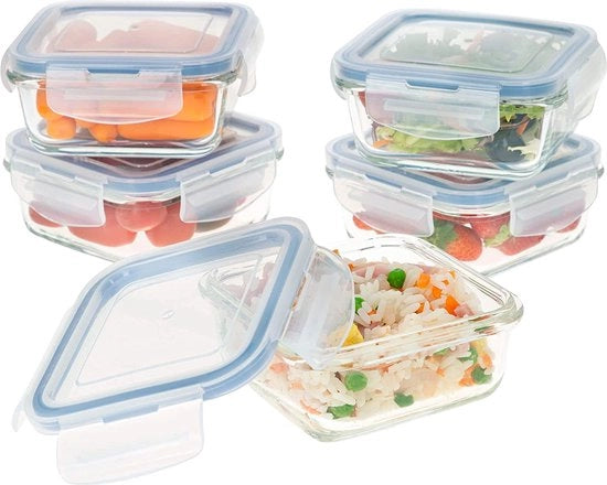 Contenitori di conservazione alimentare a prova d'aria - Contenitori di conservazione alimentare in vetro con chiusura ermetica per la gestione delle porzioni - Set di contenitori di conservazione alimentare e scatole, vetro,