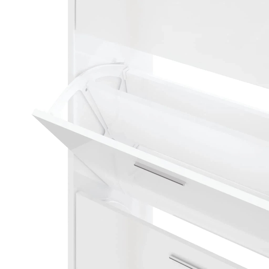 Scarpiera mobile contenitore per scarpe mobile per ingresso/corridoio/soggiorno finitura lucida 63 x 24 x 103 cm legno ingegnerizzato bianco 02_0021310