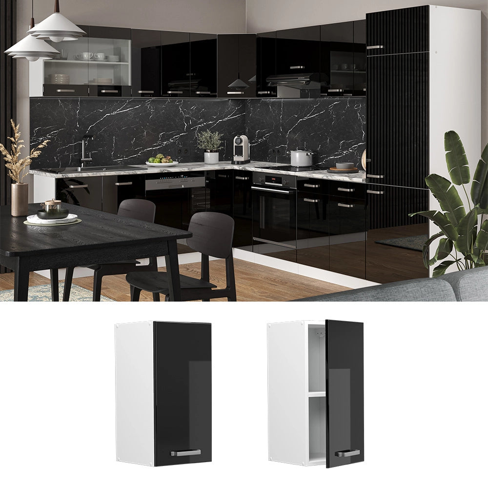 Vicco Pensile da cucina Nero lucido 30 cm