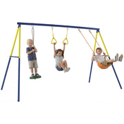 Altalena da Giardino 3 in 1 per Bambini 3-8 Anni, in Acciaio e PE, 285x160x181 cm, Multicolore