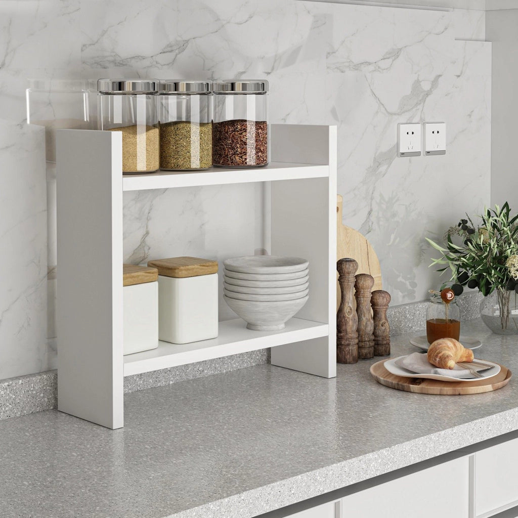 Morfasso, Mensola 2 Ripiani, 34x10x30h cm Bianco