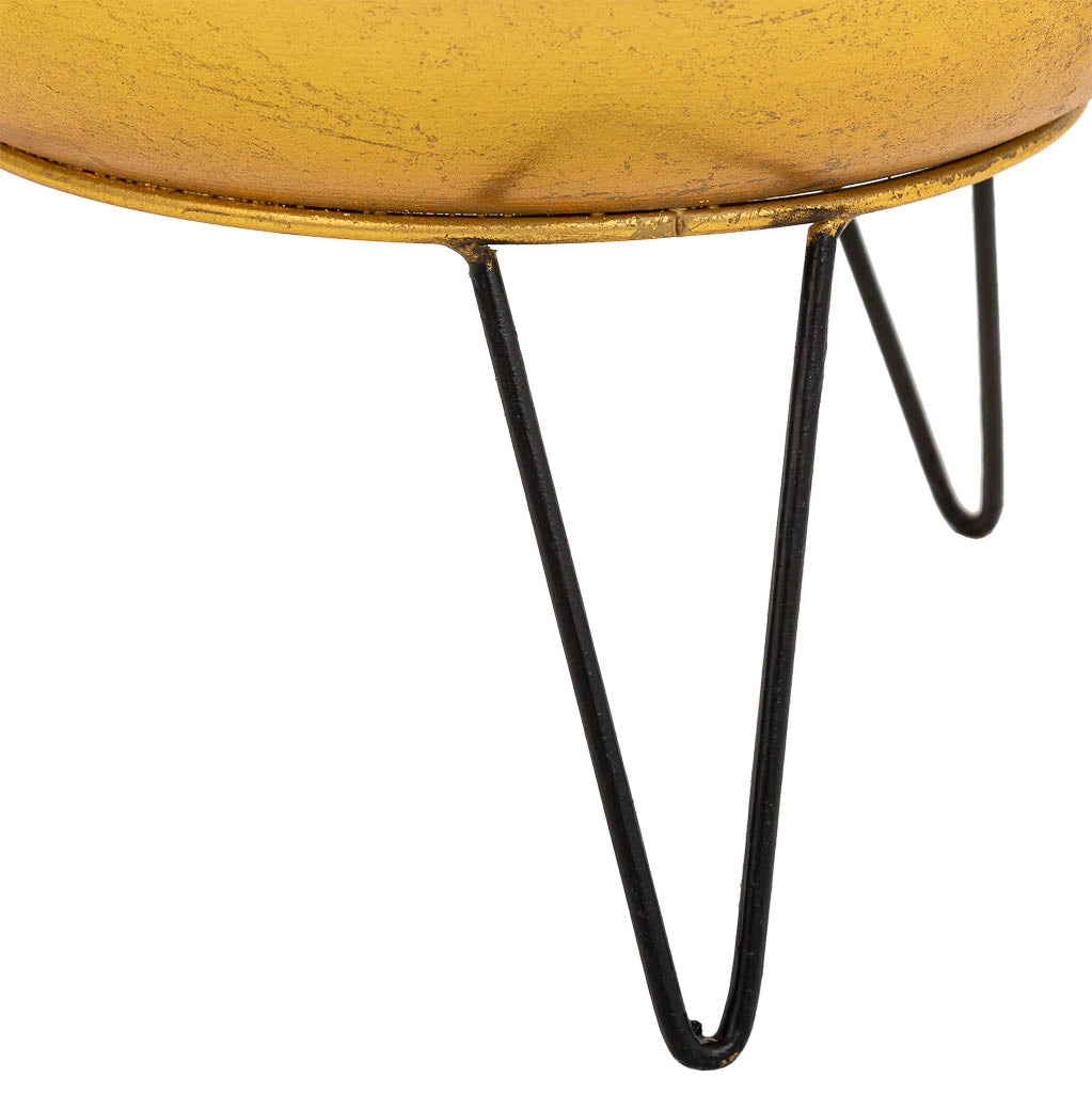 Fioriera con supporto in metallo dorato 29x29x26,5h