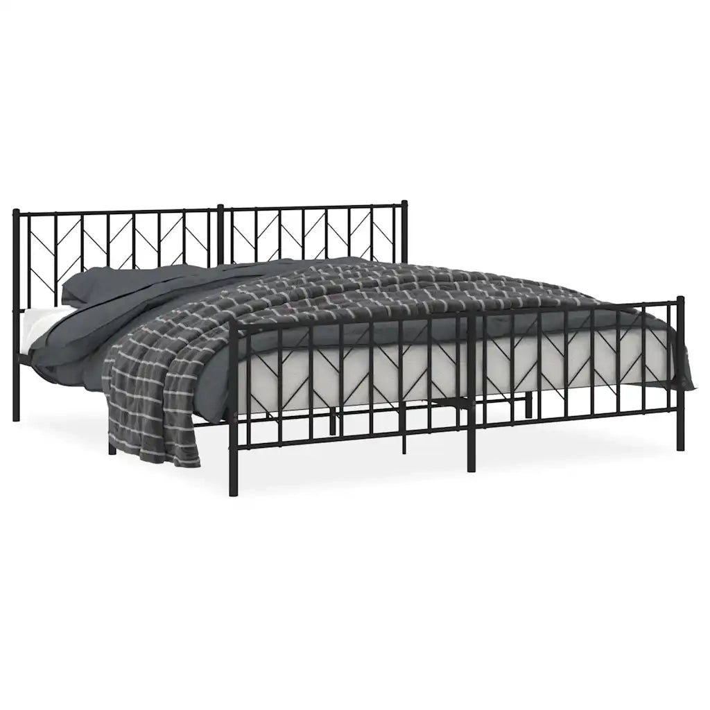Giroletto con Testiera e Pediera-Struttura Letto Metallo Nero 193x203 cm 486139