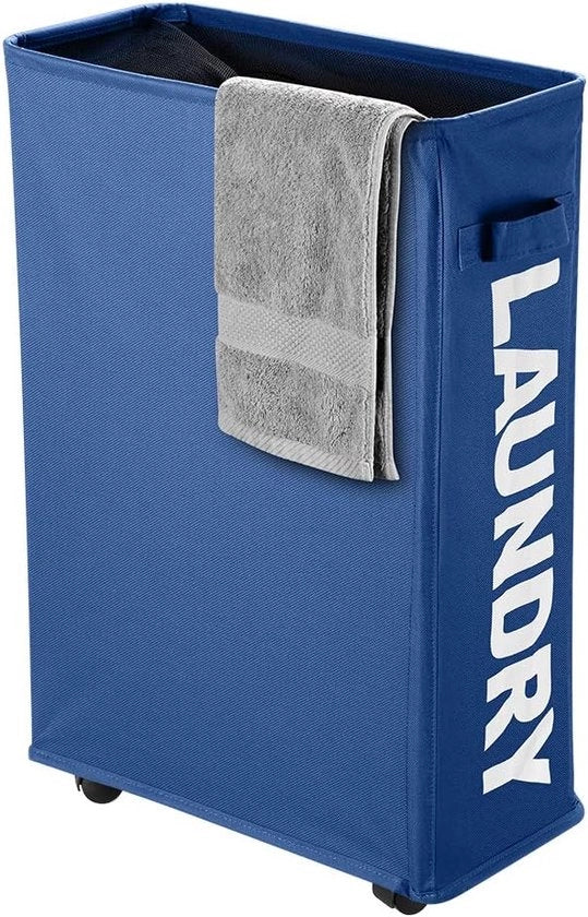 Asciugamano pieghevole con maniglia, asciugamano rettangolare per angoli stretti, asciugamano spaziale per bagno, 600D tessuto per bagno, 39 x 18,5 x 58 cm, blu scuro