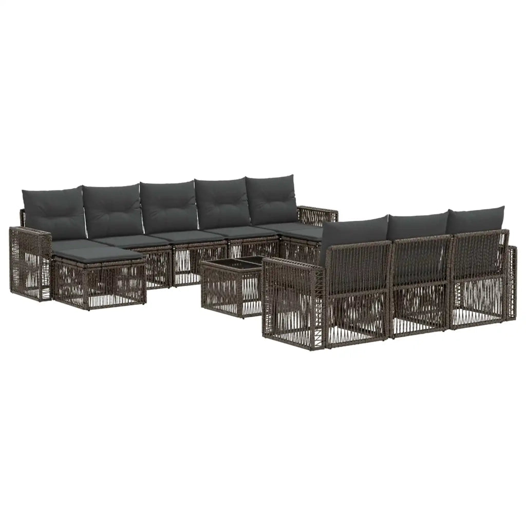 Set Divano da Giardino 11 pcs Grigio e Grigio Scuro polyrattan 3435260