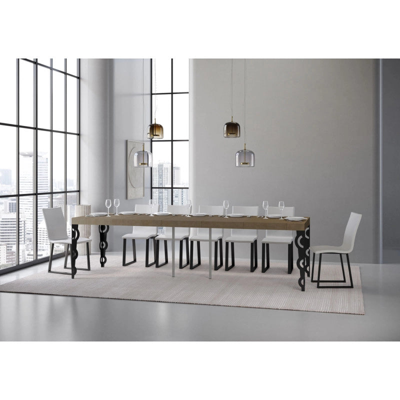 Consolle allungabile 90x40/300 cm Karamay Premium telaio Antracite - Tortora