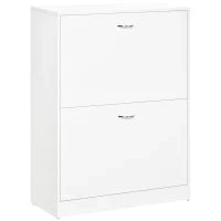Scarpiera con 2 Ante Ribaltabili, 60L x 24P x 80H cm, Bianco