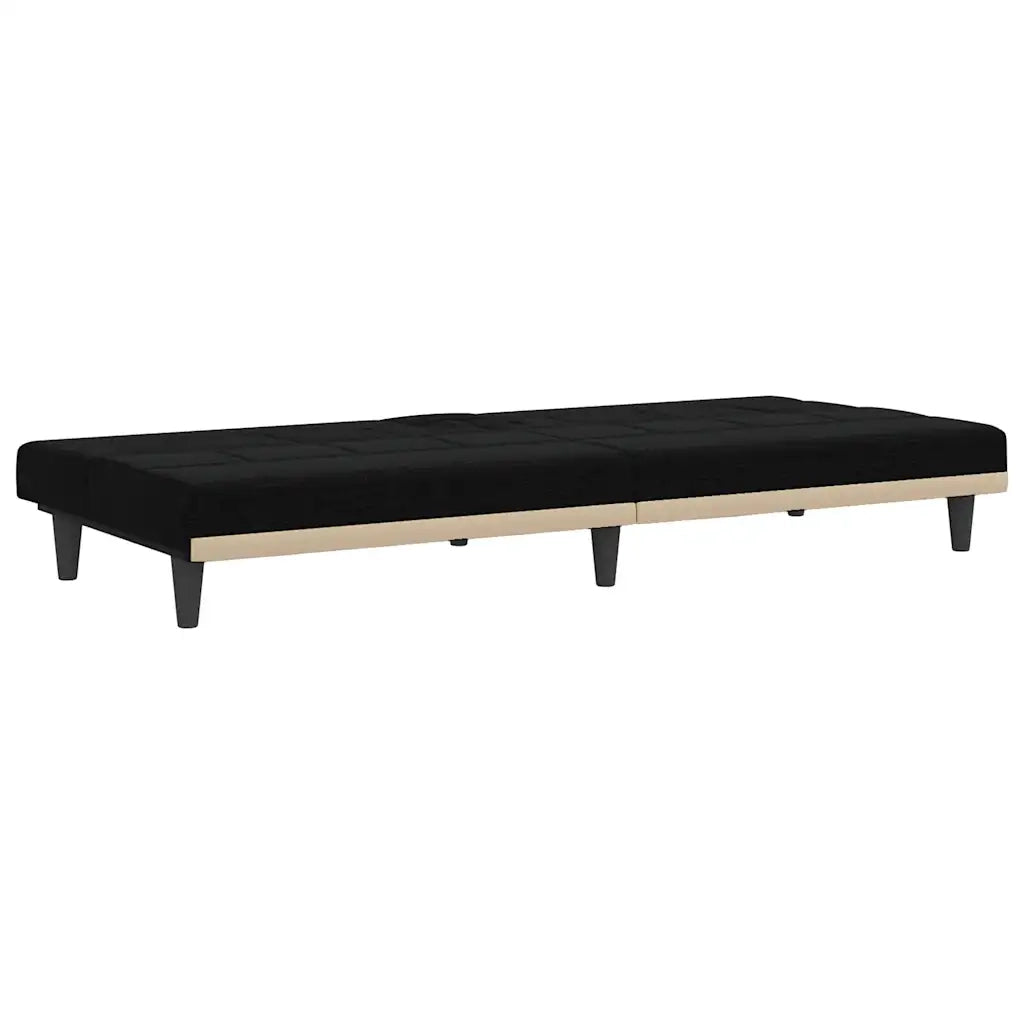 Divano Letto con Portabicchieri in Tessuto Nero 351865